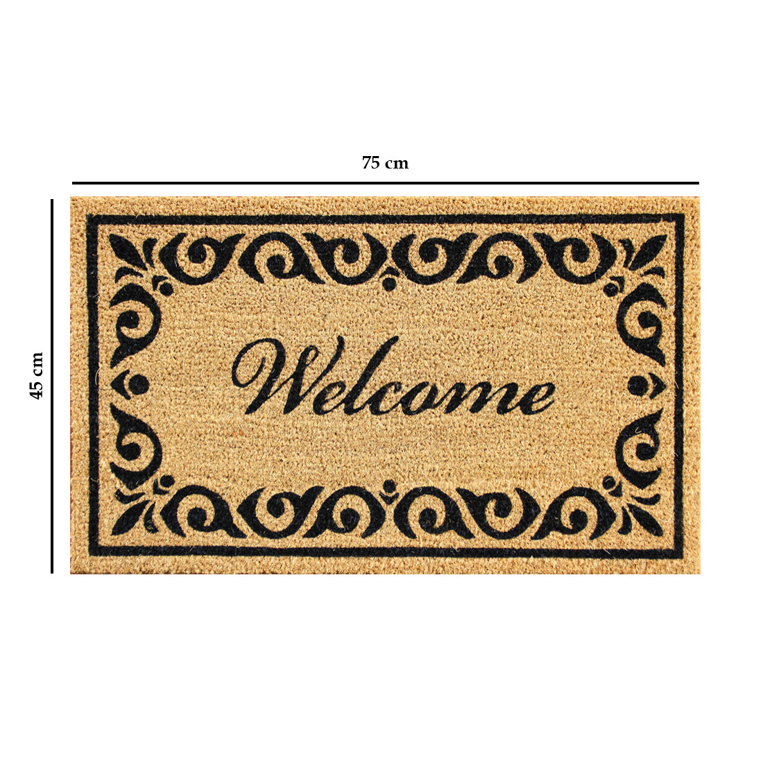 Welcome Scroll Border Coir Doormat 45x75 cm – ATMAH, view 2
