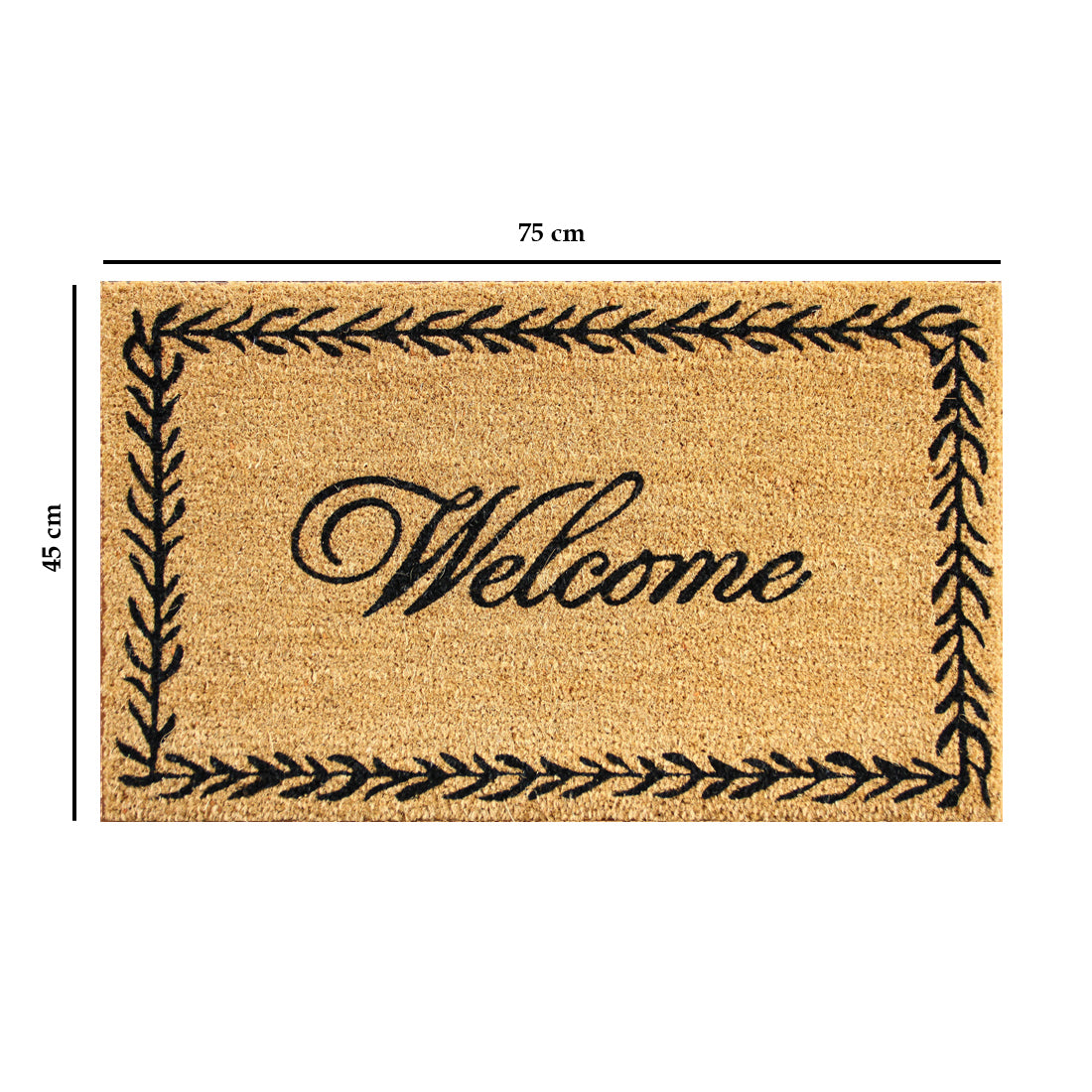 Welcome Leaf Border Coir Doormat 45x75 cm – ATMAH, view 2