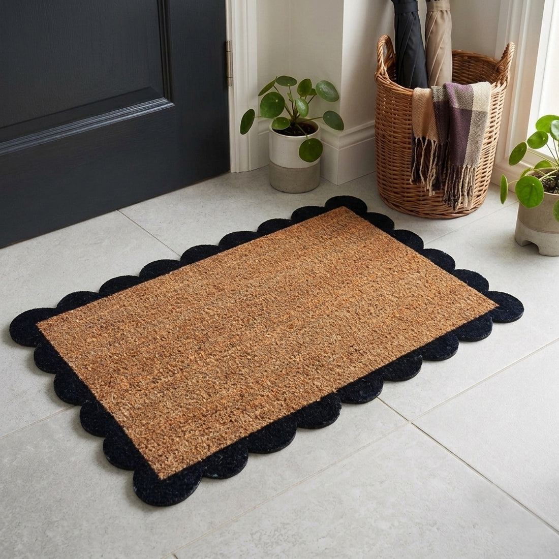 Plain Scallop Border Coir Doormat – ATMAH