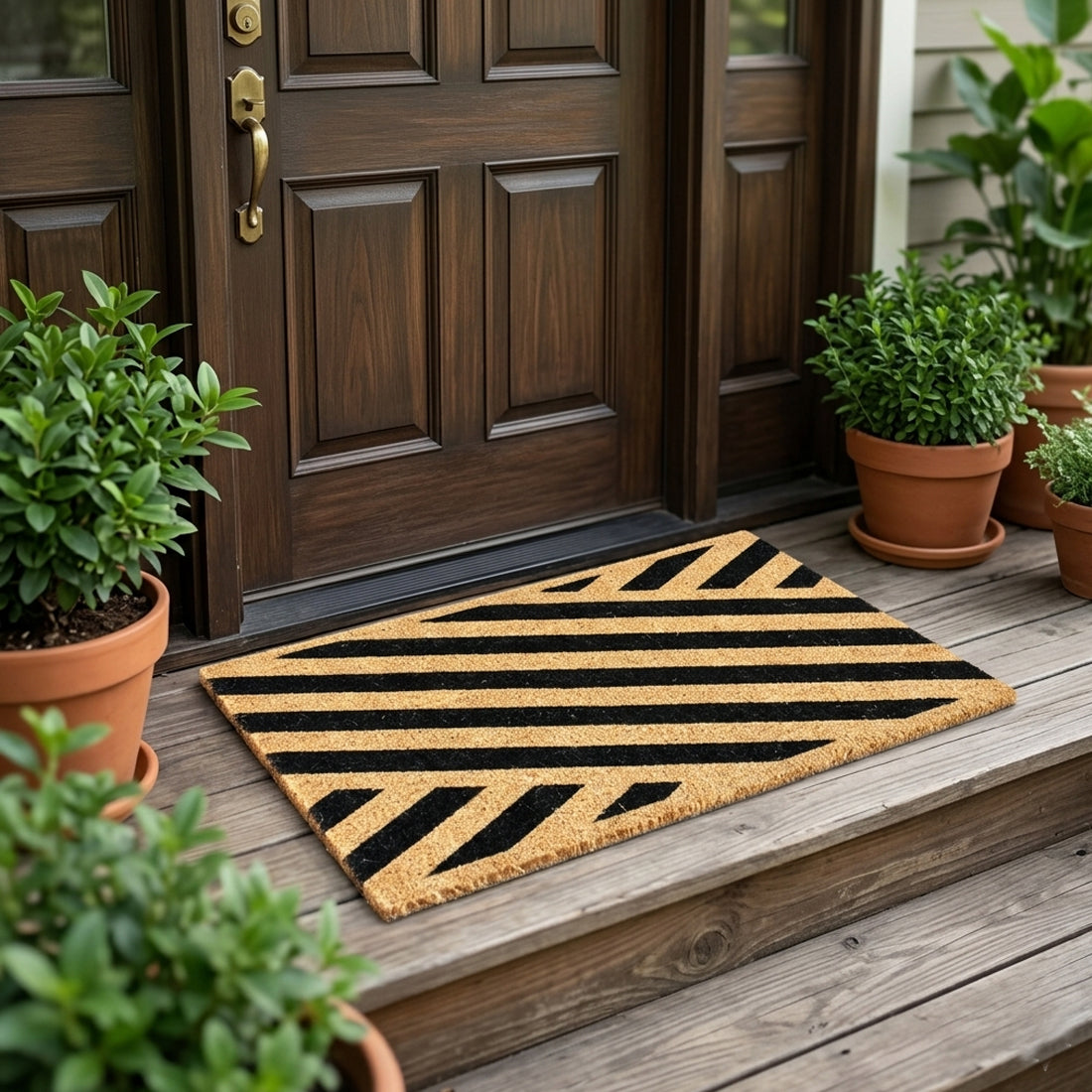 Diagonal Stripe Coir Doormat 45x75 cm – ATMAH