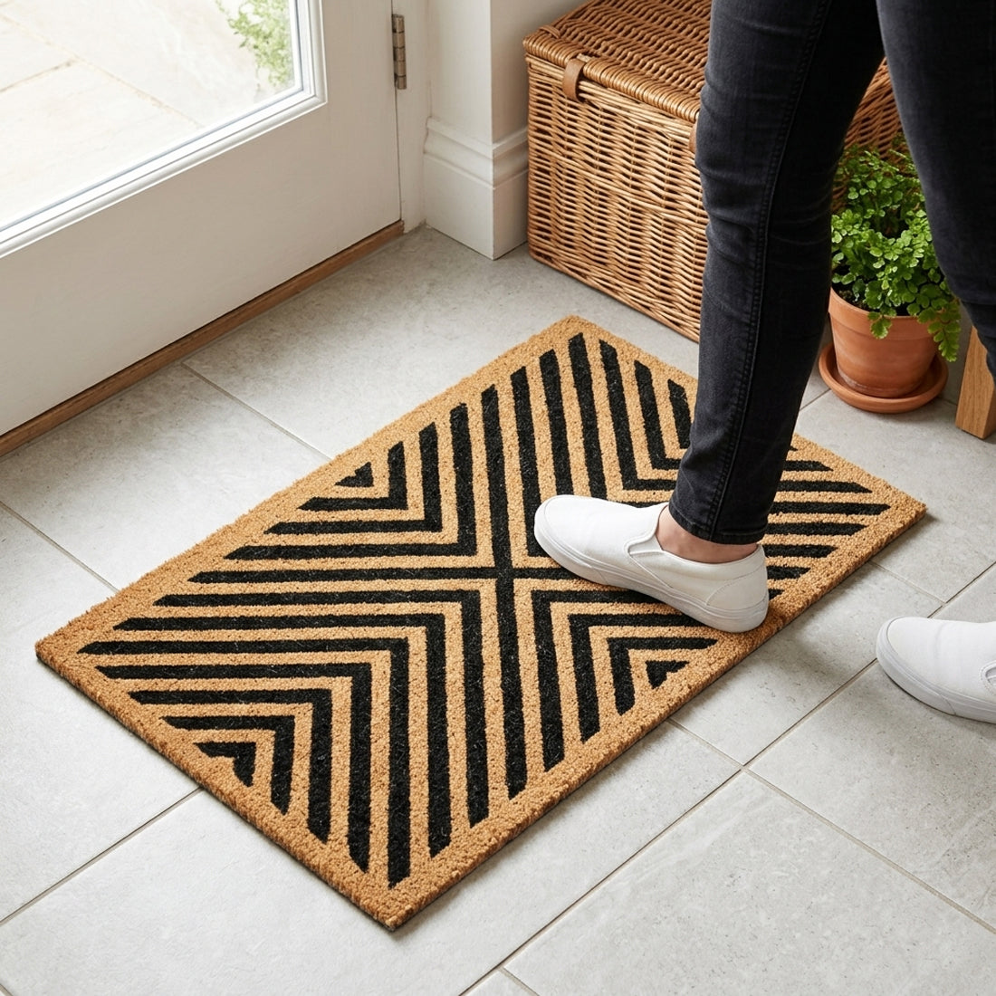 Diamond Cross Stripe Coir Doormat 45x75 cm – ATMAH
