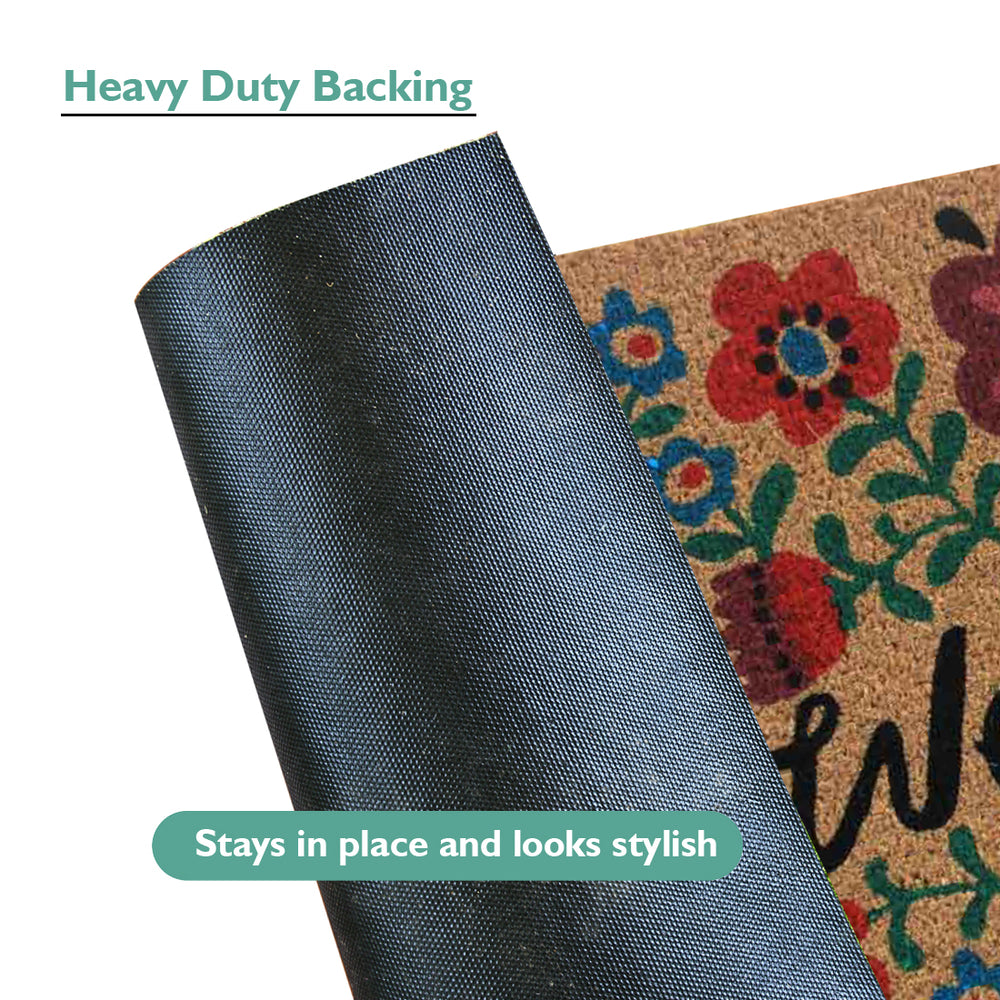 Welcome Floral Coir Door Mat