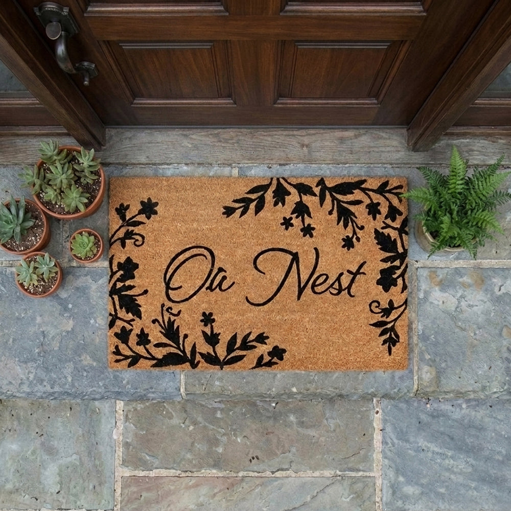 Our Nest Floral Coir Door Mat