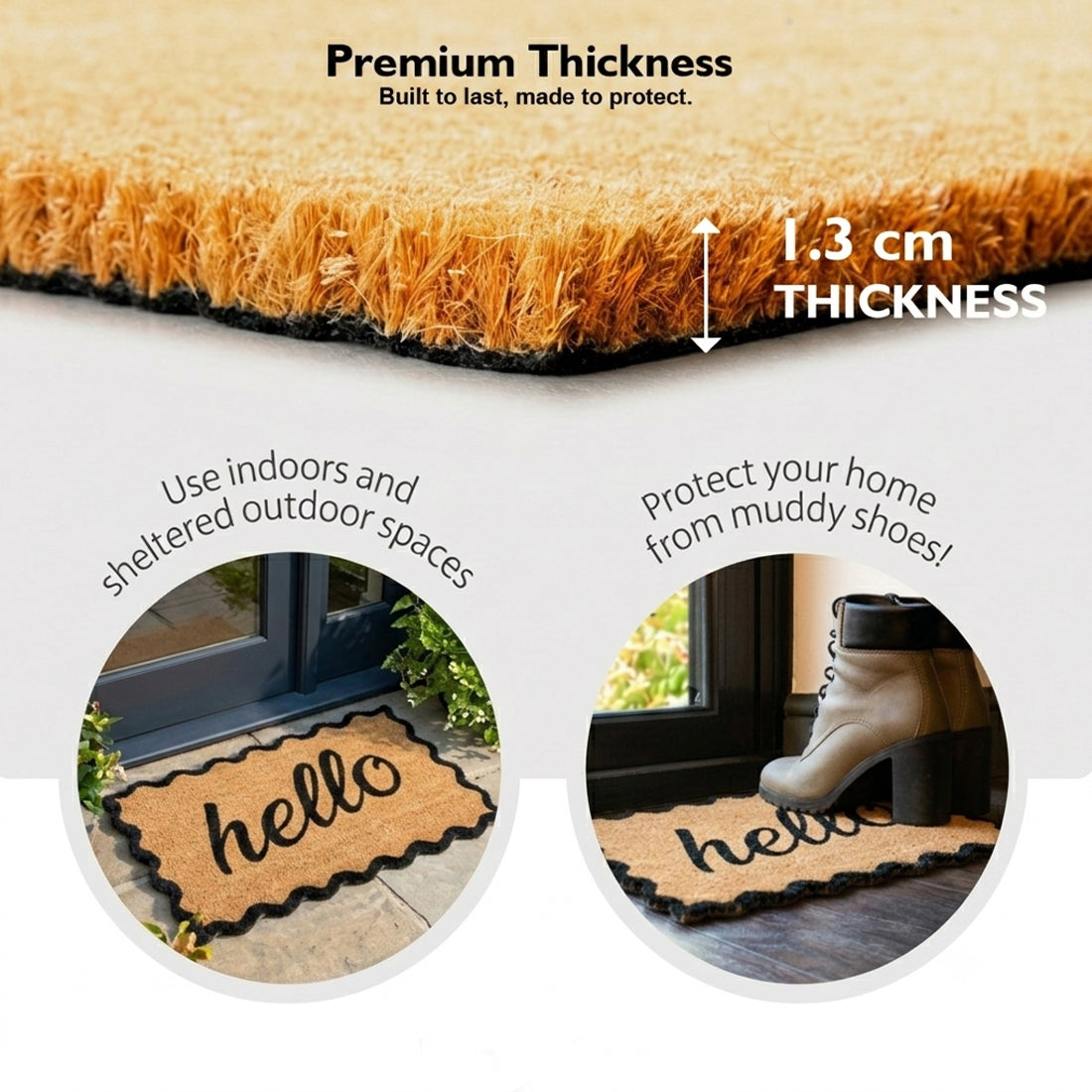 Hello Scallop Border Coir Doormat – ATMAH, view 3