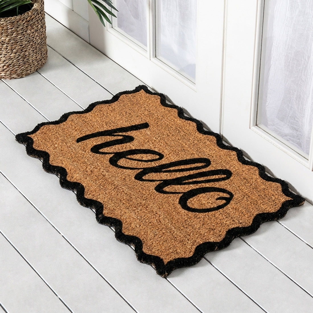 Hello Scallop Border Coir Doormat – ATMAH