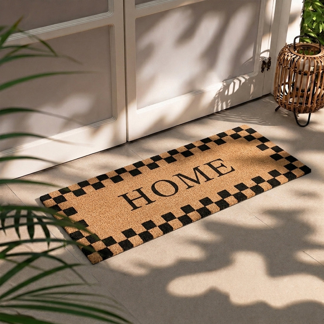 Home Checkered Border Coir Doormat – ATMAH