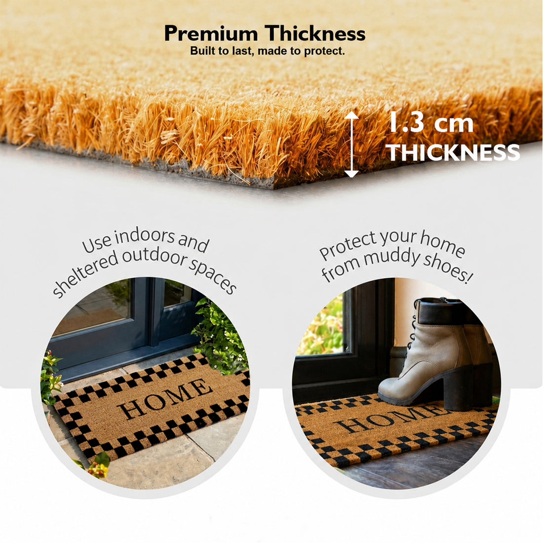 Home Checkered Border Coir Doormat – ATMAH, view 2