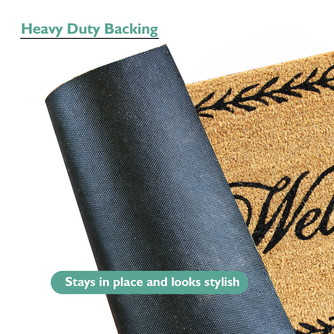 Welcome Leaf Border Coir Doormat 45x75 cm – ATMAH, view 3
