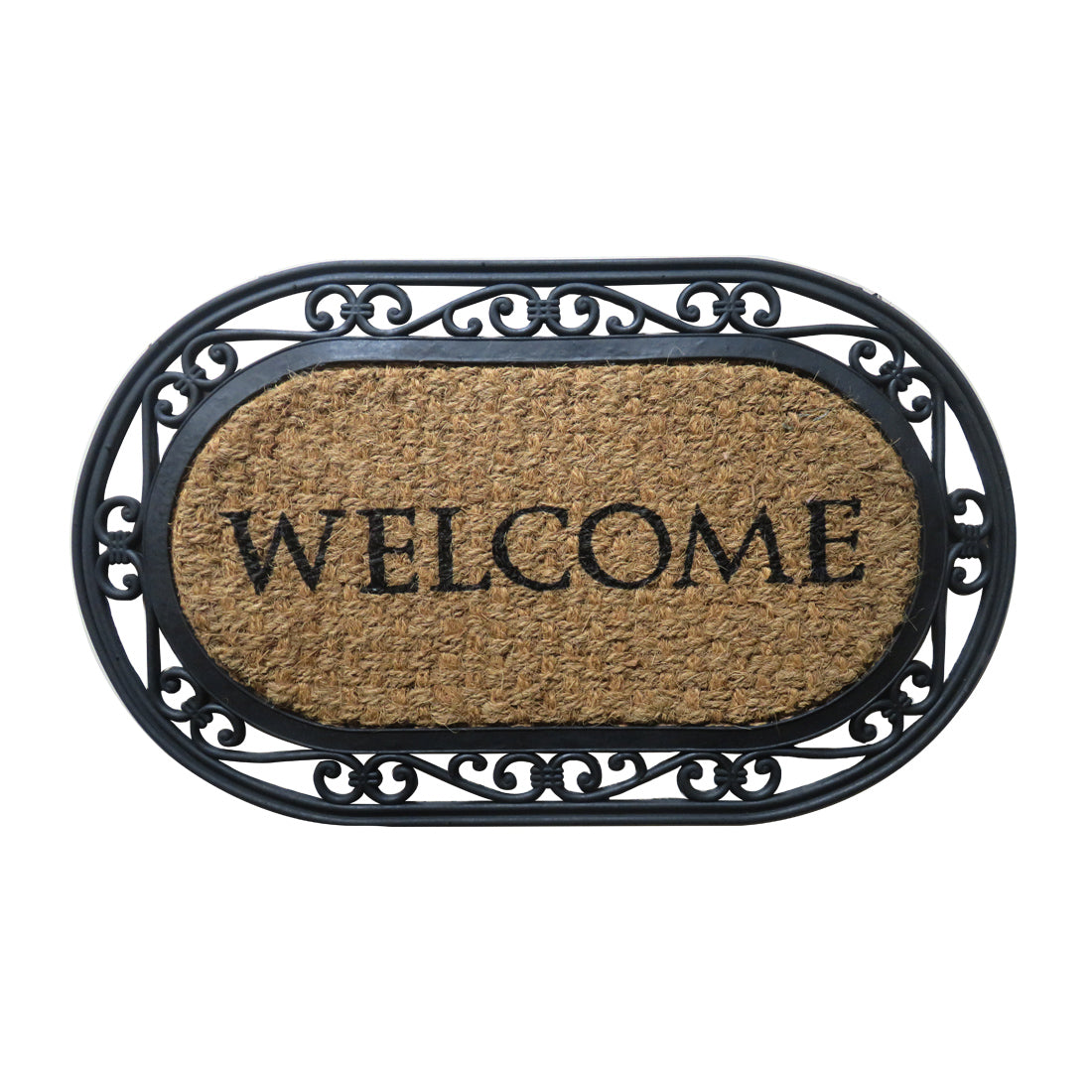 Oval Shaped Welcome Rubber & Coir Doormat 45x75 cm – ATMAH, view 2