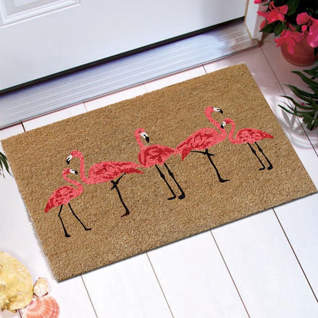 Flamingo flamboyance coir door mat