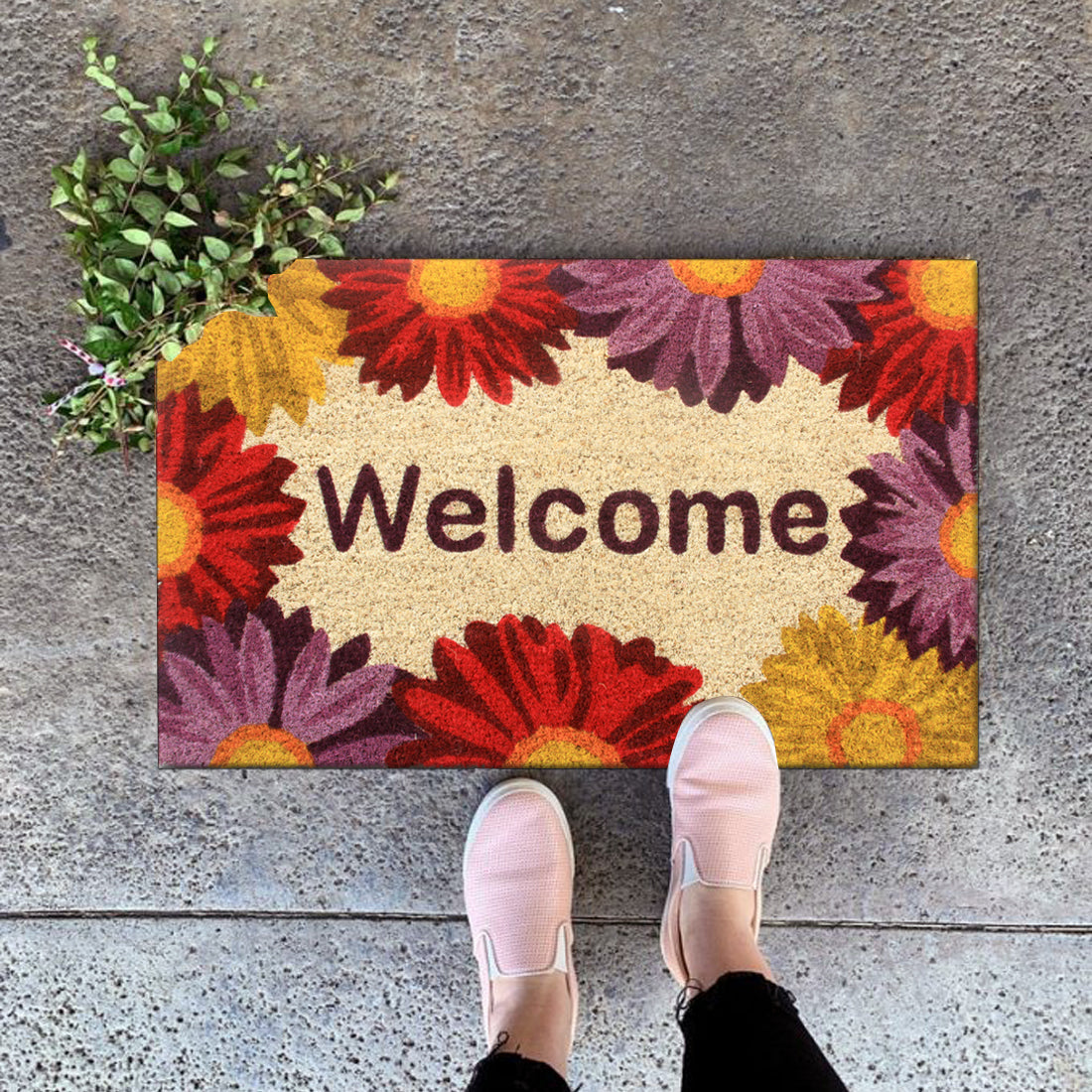 Cheerful Gerberas Coir Doormat 40x60 cm – ATMAH