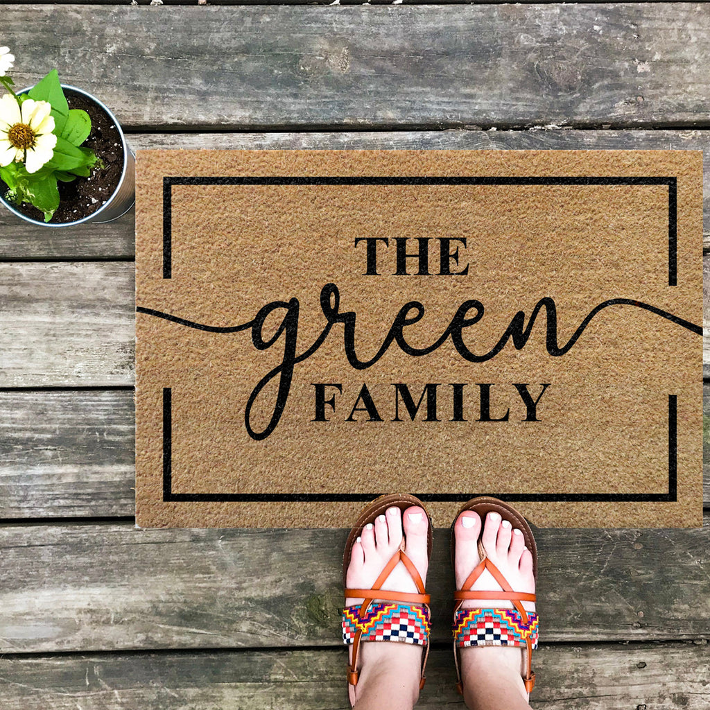 Personalised Mat  - Family Name ( with border)