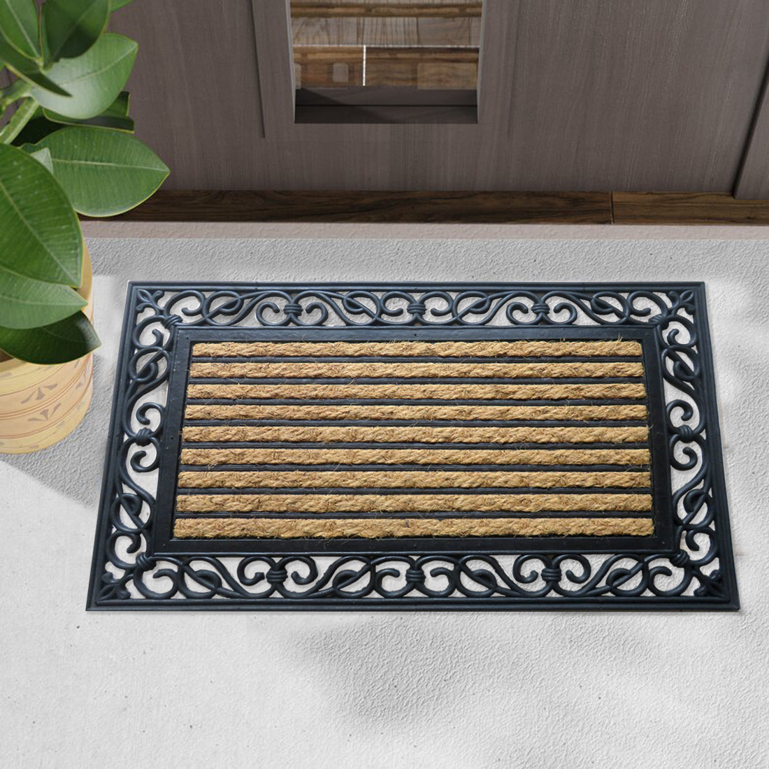 Stripes Rubber & Coir Doormat 45x75 cm – ATMAH
