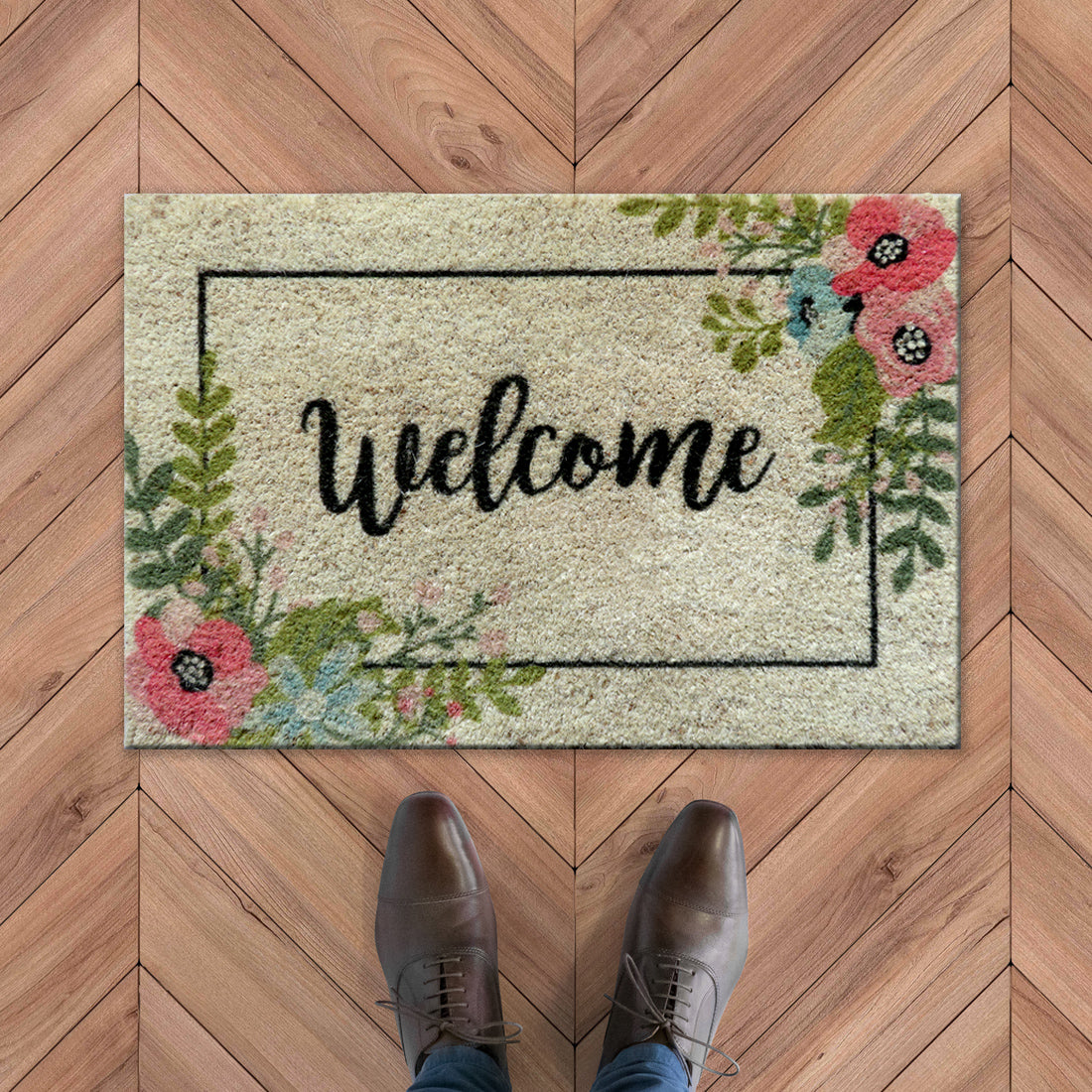 Welcome Flower Coir Doormat 40x60 cm – ATMAH