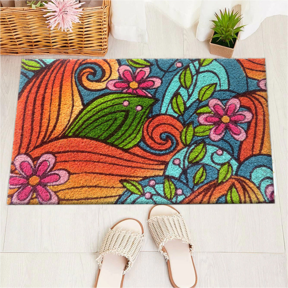 Wild Bloom Floral Coir Doormat 40x60 cm – ATMAH
