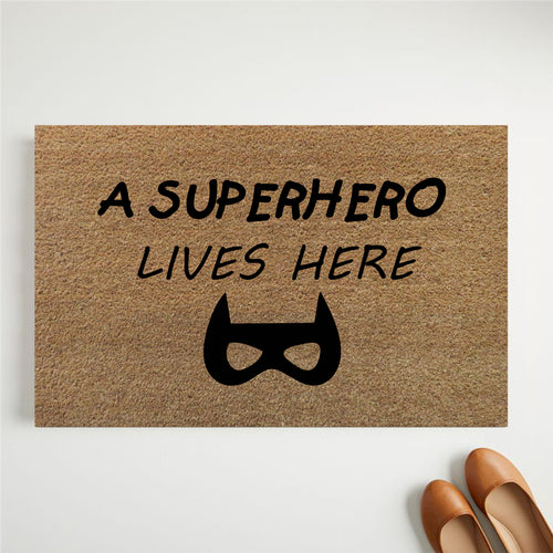 A Super Hero Lives Here Coir Doormat 40x60 cm – ATMAH