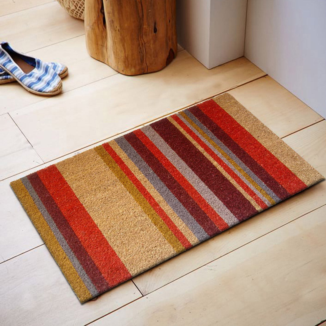 Multicoloured Stripes Coir Doormat 40x60 cm – ATMAH