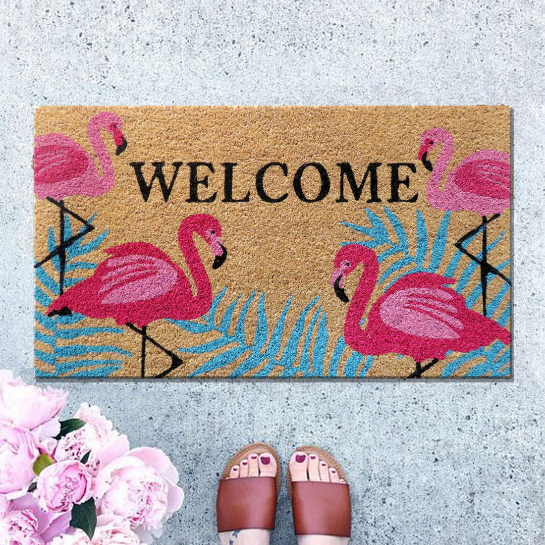 Free Range Flamingos Coir Doormat 40x70 cm – ATMAH
