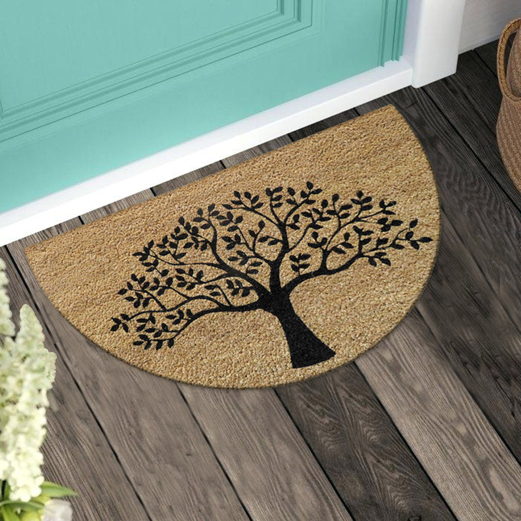 ATMAH Half round tree design coir doormat
