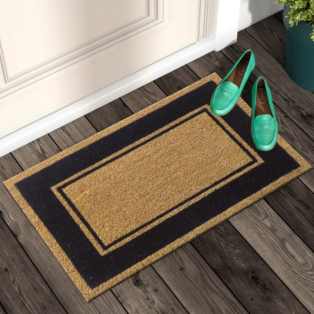 Black Borders Coir Doormat – ATMAH