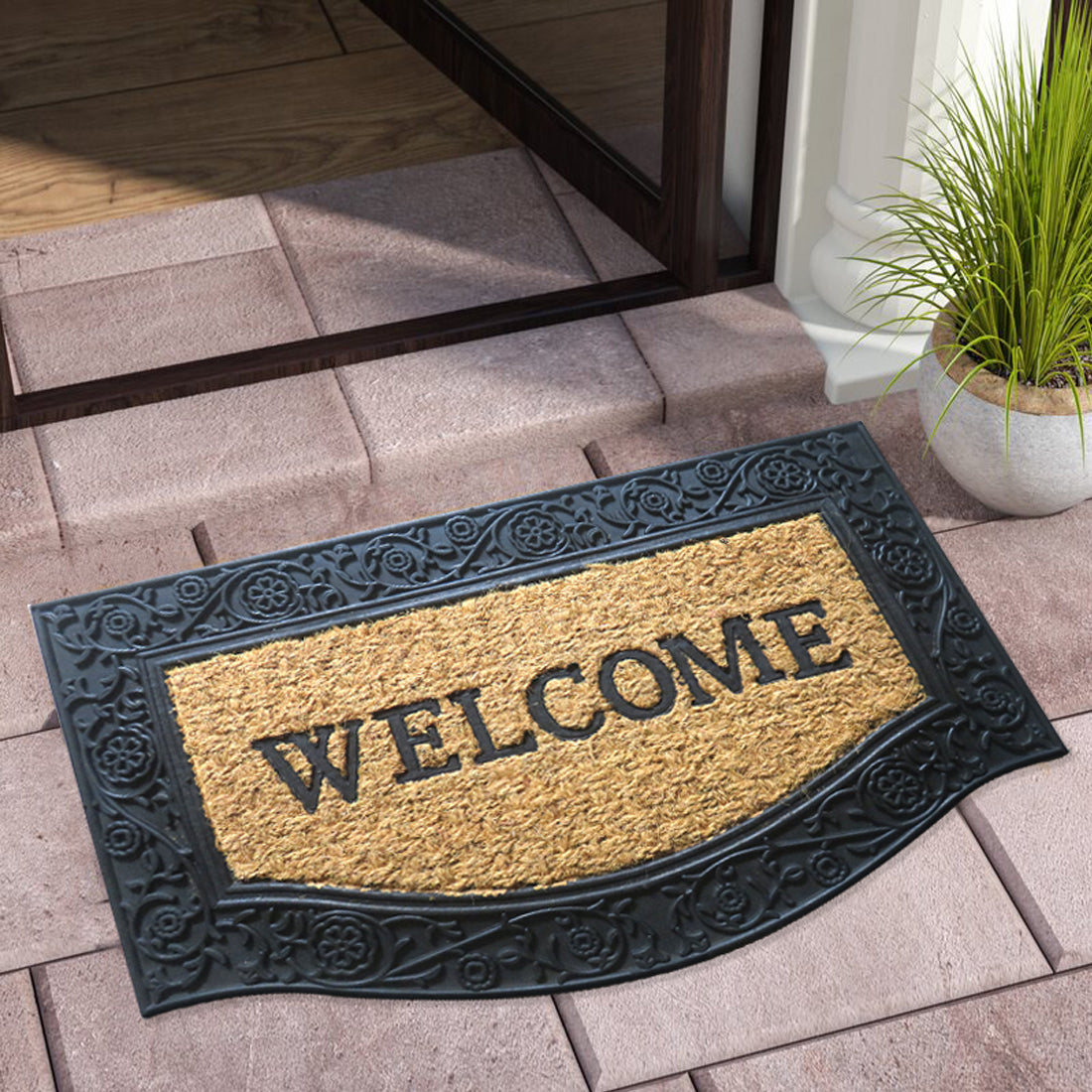 Welcome Shaped Rubber & Coir Doormat 45x75 cm – ATMAH