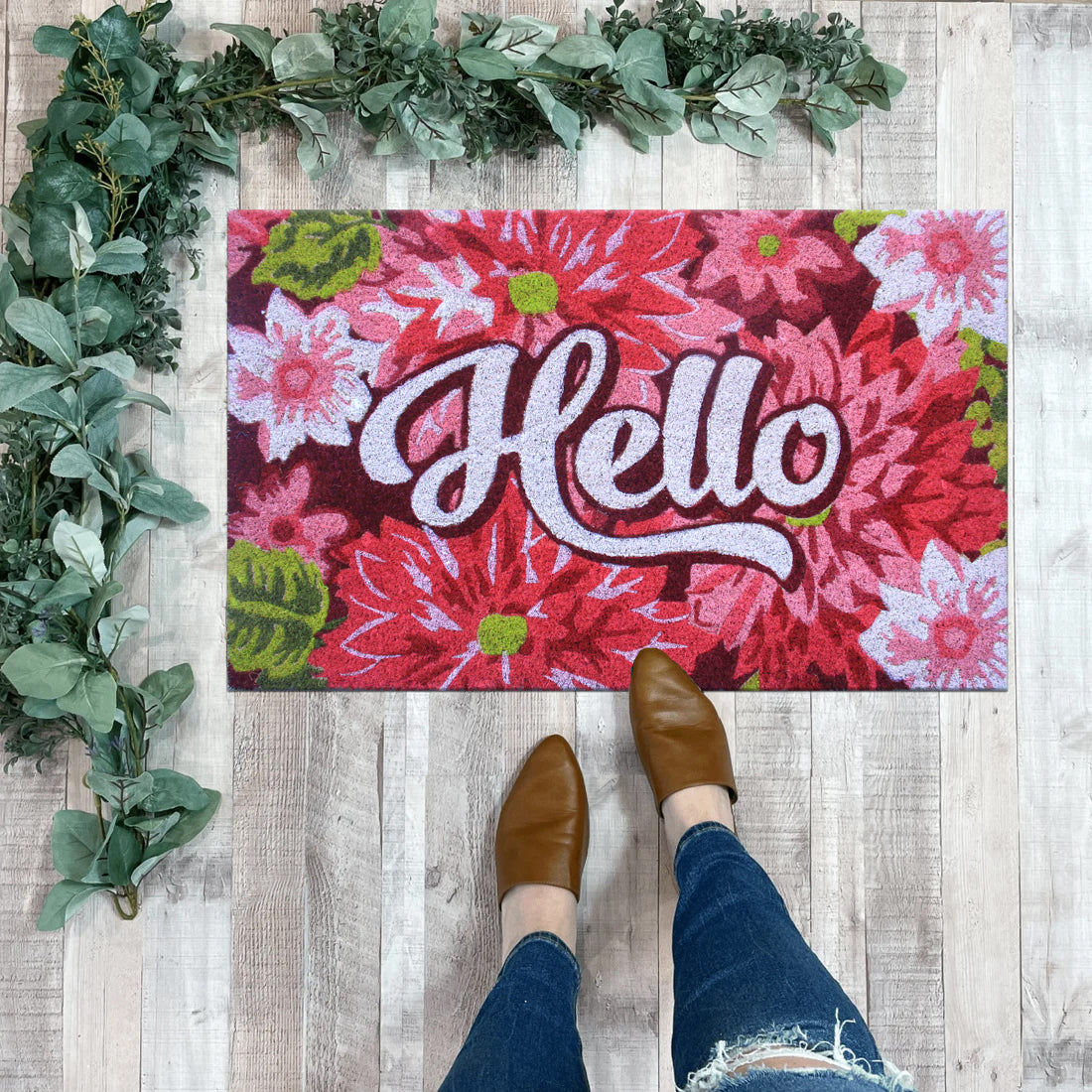 Hello Gerbera Coir Doormat 45x75 cm – ATMAH